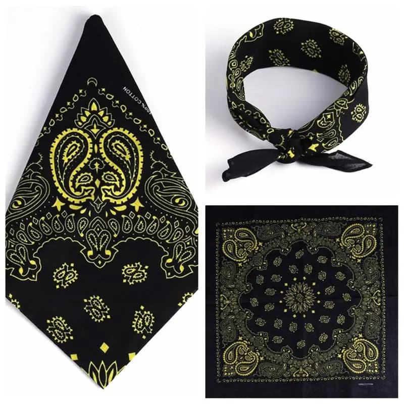 Etnico colorato girasole doppio Paisley floreale Unisex sciarpa quadrata in cotone fascia per motocicletta Bandana Hip-Hop polsino collo Ti