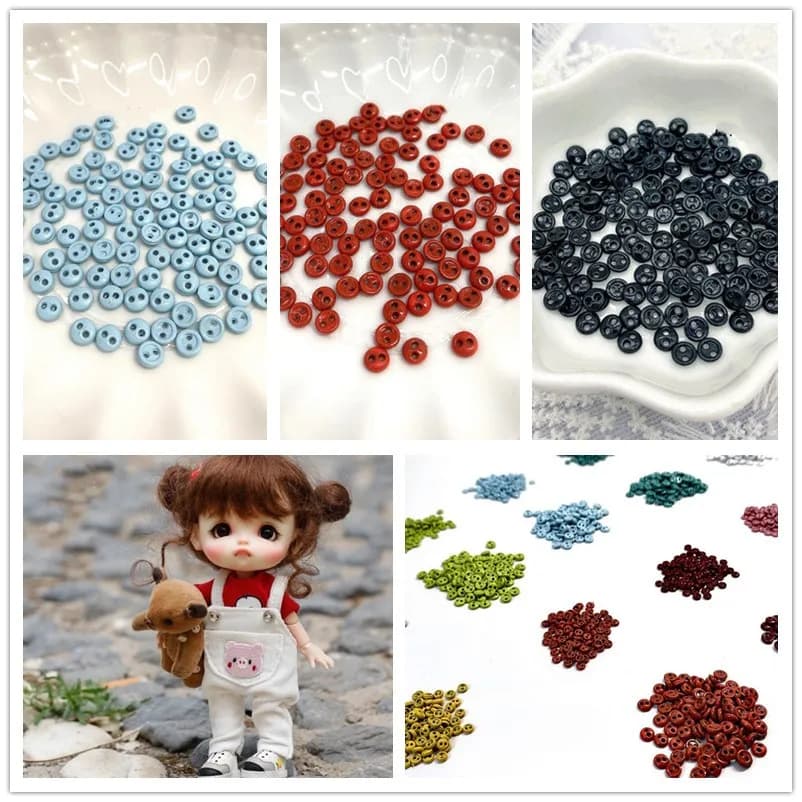 30 Pezzi Bottoni in Metallo Super Mini 3/4/5/6/7/8mm 1:12 1/6, Bottoni Rotondi per Bambole, per Cucito Fai-da-Te 1/6