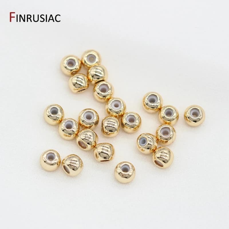 14K Oro Placcato Intorno "Smart" Perle con Inserto In Silicone Per La Catena Monili Che Fanno Posizionamento A Sfera End Beads I risultati