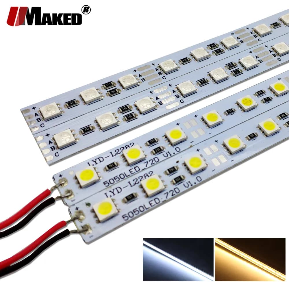 10pcs * 50cm 5050 LED Bar Strip cena luminosa DC12V 36LEDs SMD 8W LED striscia rigida risparmio energetico per luci fluorescenti a LED