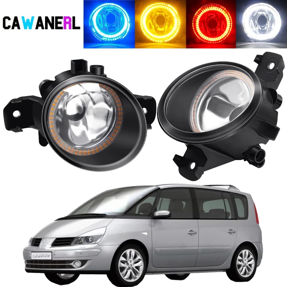 2 X Gruppo fendinebbia per auto Paralume ad anello Halo + Lampadina Angel Eye Lampada diurna DRL per Renault Espace 4/IV (JK0/1_) MPV 2003-2012