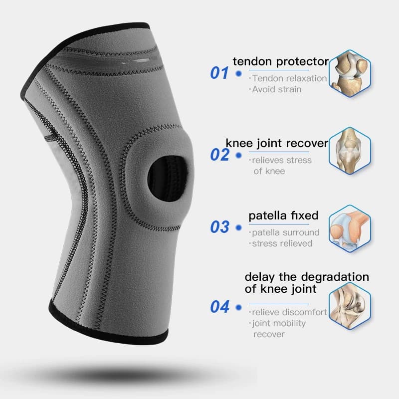 Ginocchiera sportiva cava Manicotto di supporto Stabilizzatore rotuleo regolabile Protezione per ginocchio Avvolgimento in nylon Corsa Sport da basket