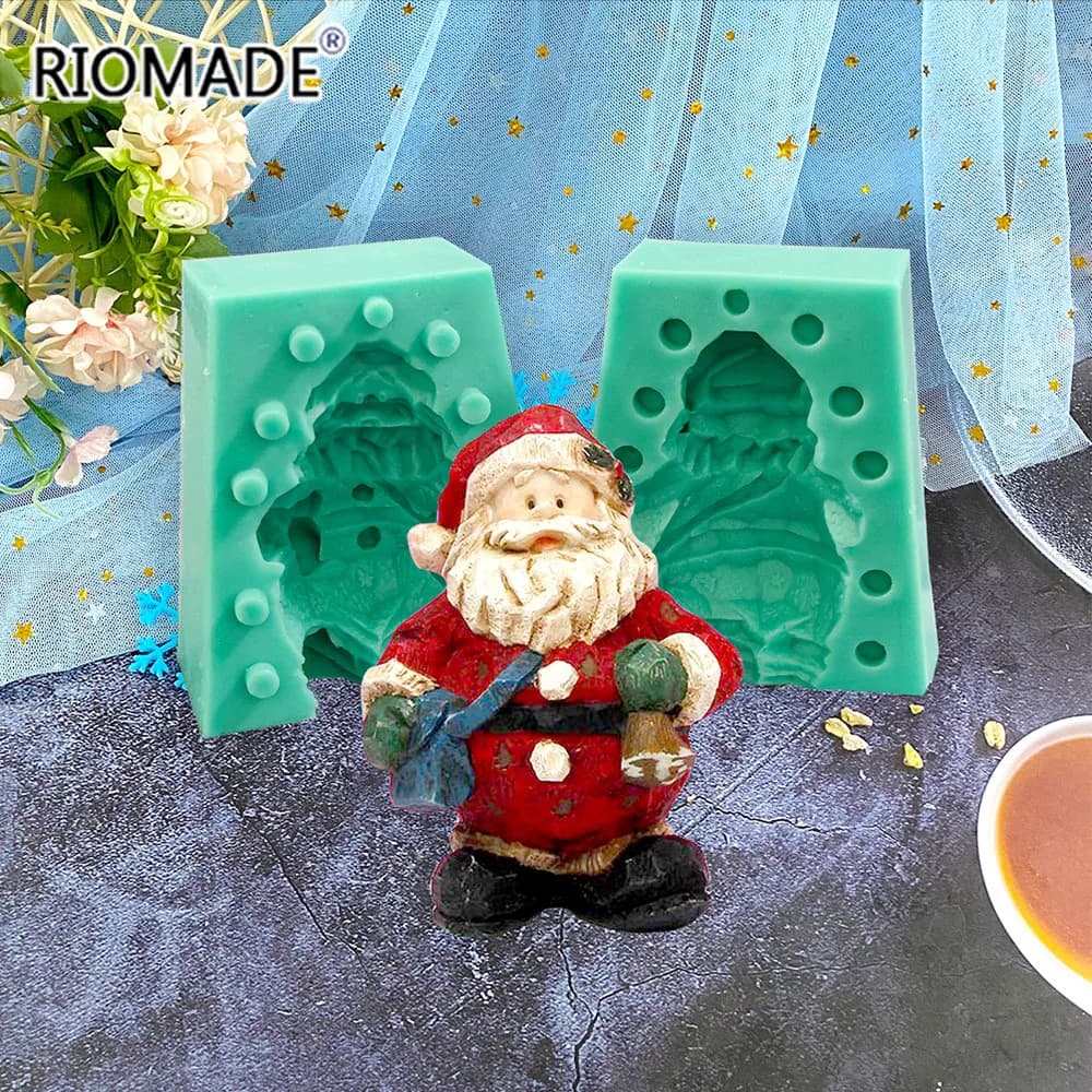 3D Santa Claus Silicone Candle Mold Christmas Fondant Cake Decorating Tools DIY Candle Soap Gypsum Aromatherapy Making Mould
