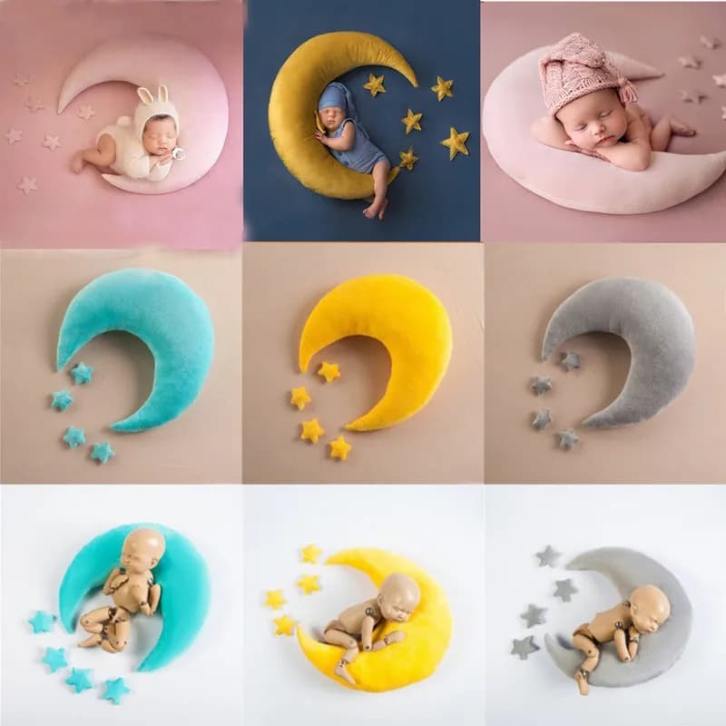 Newborn Photography Props Moon Star Pillow Basket Cushion Baby Photo Props Shoot Studio Accessories