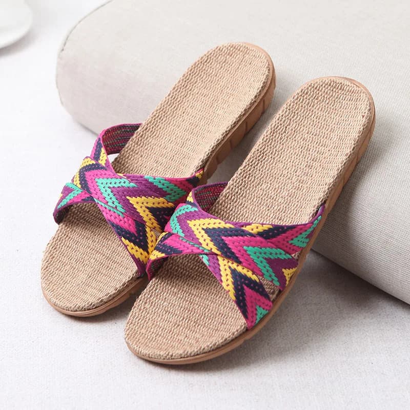 Mntrerm 2022 new sneakers Casual for home slippers summer colors mixed women floor shoes low shoes inner linen slippers Terlik