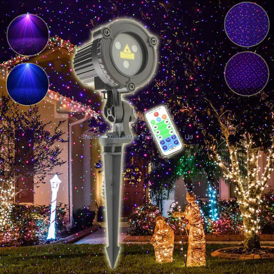 ESHINY RG/RGB Laser Luce da giardino in movimento Stelle stellate Proiettore Esterno IP65 Parete remota Casa sull'albero Lampada da paesaggio notturno Z1N6