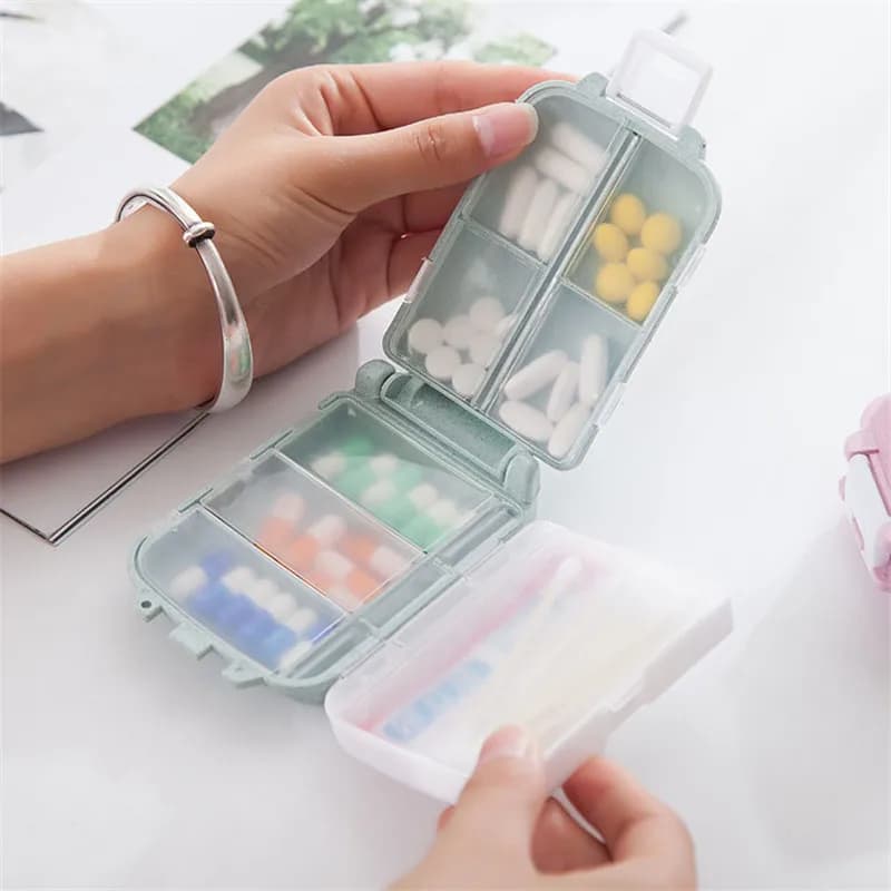 Portapillole settimanale 8 griglie Organizzatore di medicinali Scatola di immagazzinaggio per tablet Portapillole da viaggio Contenitore per dispenser di farmaci Assistenza sanitaria portatile