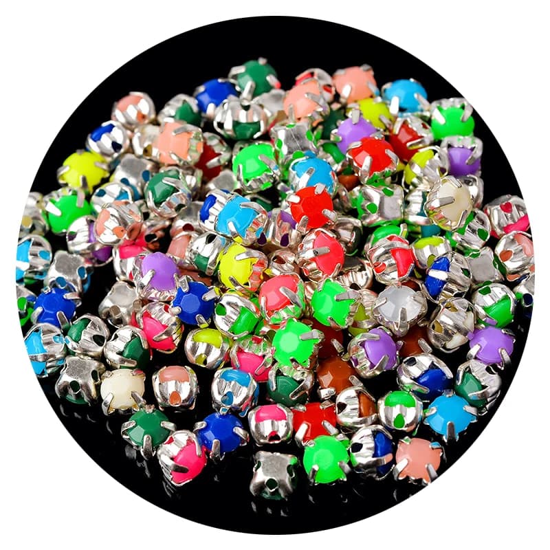 100p 4mm rotondo caramelle acriliche gelatina strass cucire su strass di cristallo Montees base argento gioielli copricapo scarpe abbigliamento trim