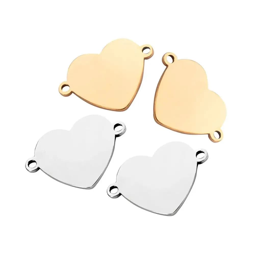 Wholesale 10pcs Stainless Steel Small Heart Bracelet Necklace Connectors Handmade Charm Accessories DIYJewelry Making Components