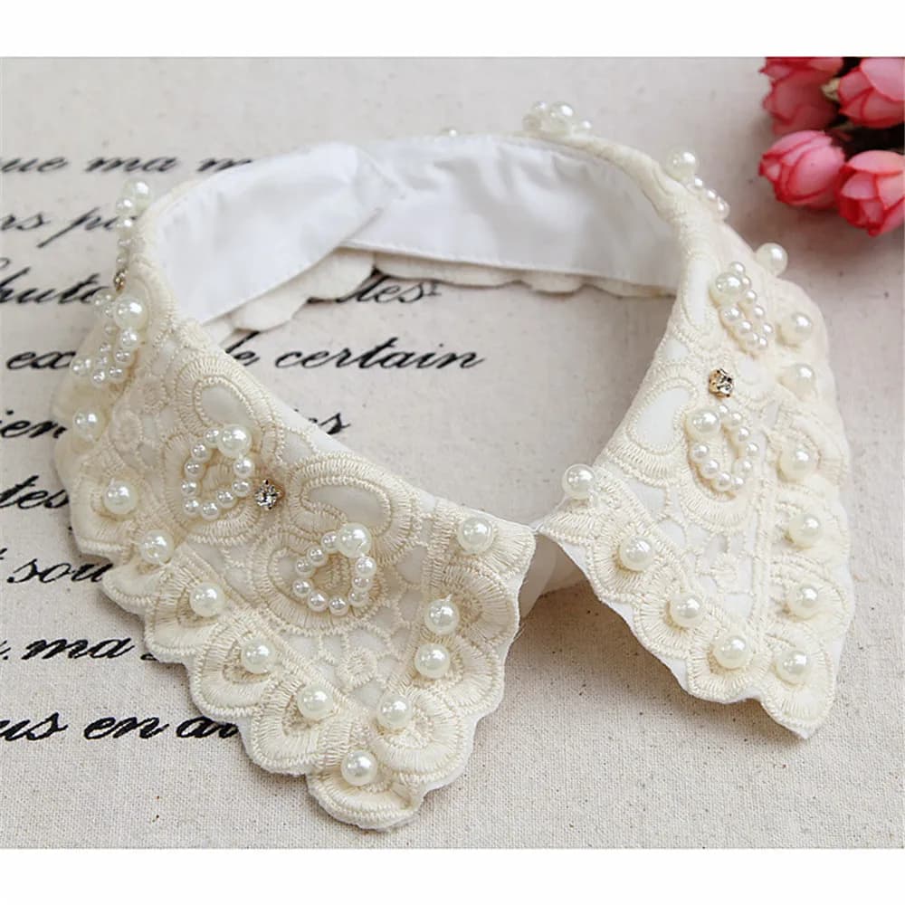 Camicia staccabile per donna adulta da donna Colletto finto Pizzo vintage Perla Colletto falso Camicetta Cravatte Accessori di abbigliamento all'ingrosso
