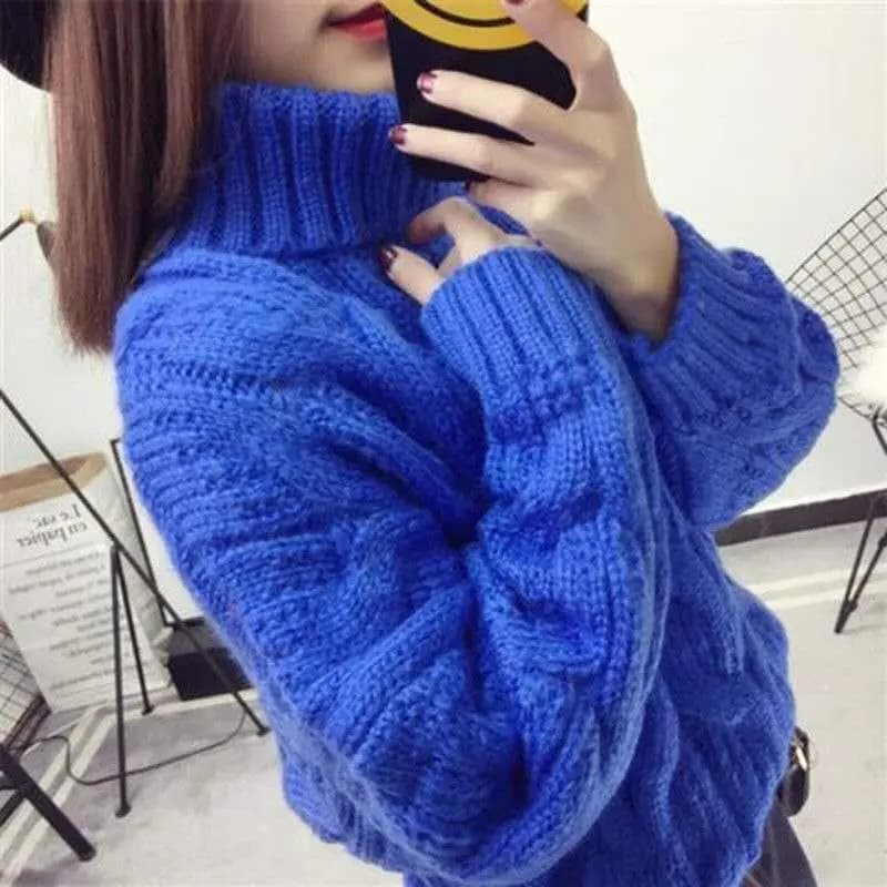 Addensare Twist maglione a collo alto maglieria donna 2025 inverno nuovo pullover allentato a maniche lunghe caldo maglione corto top casual