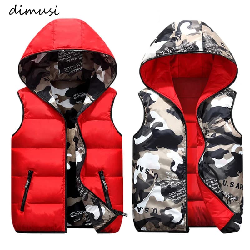 DIMUSI gilet da uomo invernali giacche senza maniche gilet imbottito in cotone Double-Wear da uomo gilet caldo spesso abbigliamento con cappuccio