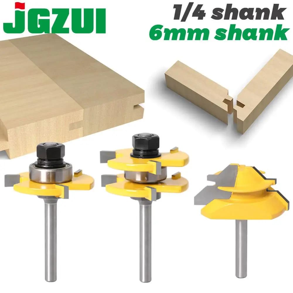 Set di utensili per punte per fresa con linguetta e scanalatura, gambo da 1/4'' con 45 ° Punta per mitra di bloccaggio con gambo da 1/4'' 6 mm - Acciaio massiccio, design anti-retroceso