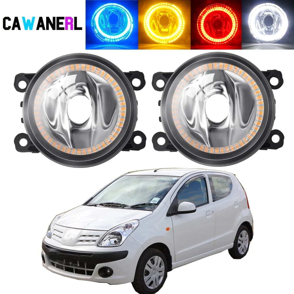 2 pezzi Auto Angel Eye Gruppo fendinebbia Halo Ring Nebbia Lampada di marcia diurna DRL 12V per Nissan Pixo UA0 Hatchback 2009-2013
