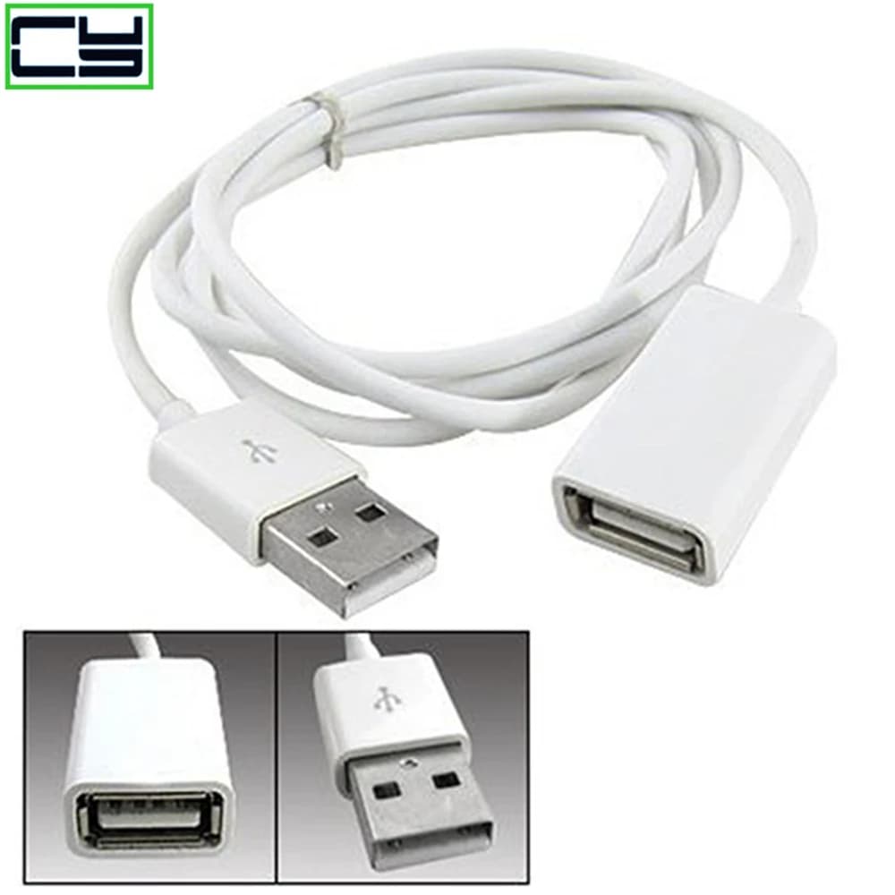 Nuovo Arrivo IN PVC Bianco Metallo USB 2.0 Maschio a Femmina Adattatore di Estensione del Cavo del cavo 1m 3Ft 6TY