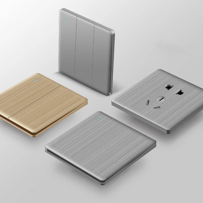 86mm Ultra thin switch series 1/2/3/4 gang 1/2 way PC panel Grey drawing flat panel set di interruttori a parete incorporati a scomparsa