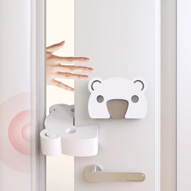Fermaporta di sicurezza per bambini Home Bambino anti-pizzico Blocco porta spesso a mano Orso cartone animato Bambini Protezione per le dita Fermaporta in EVA bianco