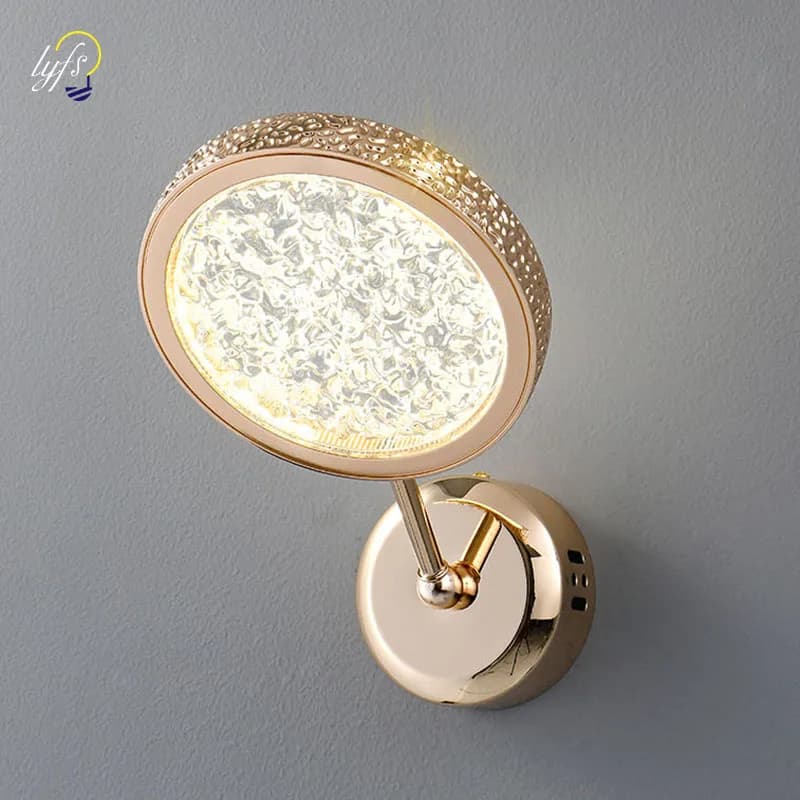 Lampada da parete a LED in cristallo a specchio illuminazione interna nordica per camera da letto domestica comodino soggiorno decorazione lampada da letto lampade da bagno