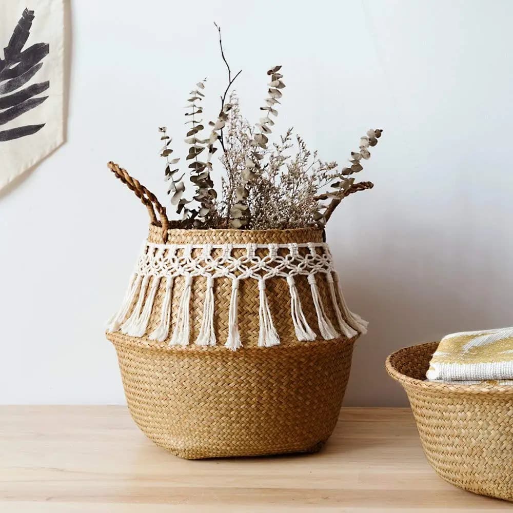 White algae basket for decoration basket holder in fabric gift basket handmade nappa vase
