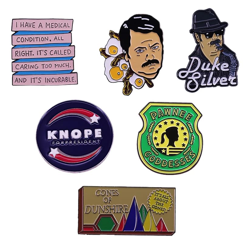 Parks & Recreation Pin s Pawnee Goddesses Knope per President Cones Board Game pin Ron Swanson Duke Jazz spilla gioielli