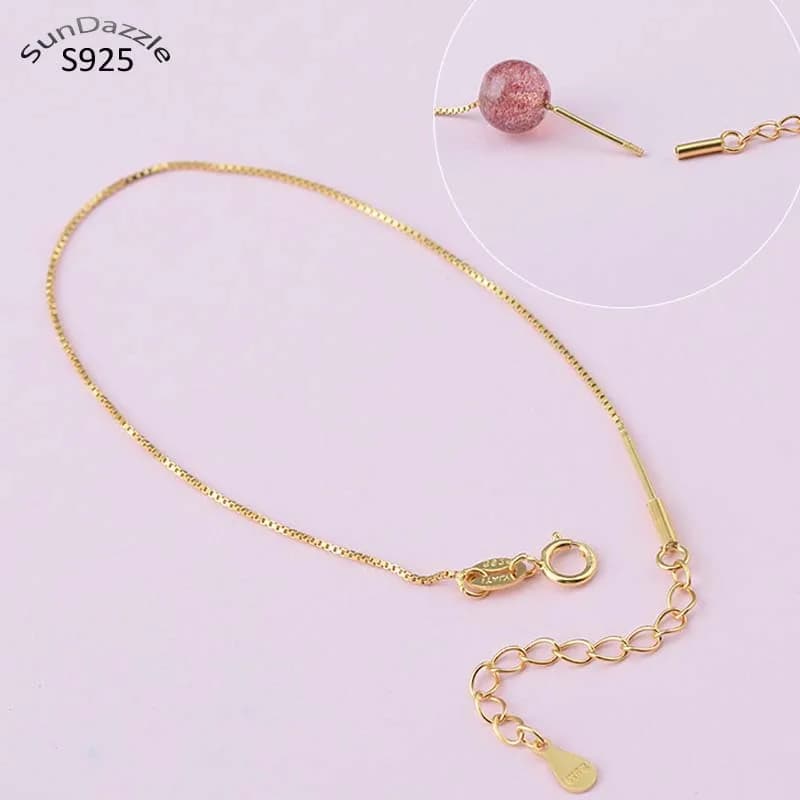Real Solid 925 Sterling Silver Necklace Anklet Bracelet Chains With Screw Thread Bead DIY Jewelry Making Findings Box Chain