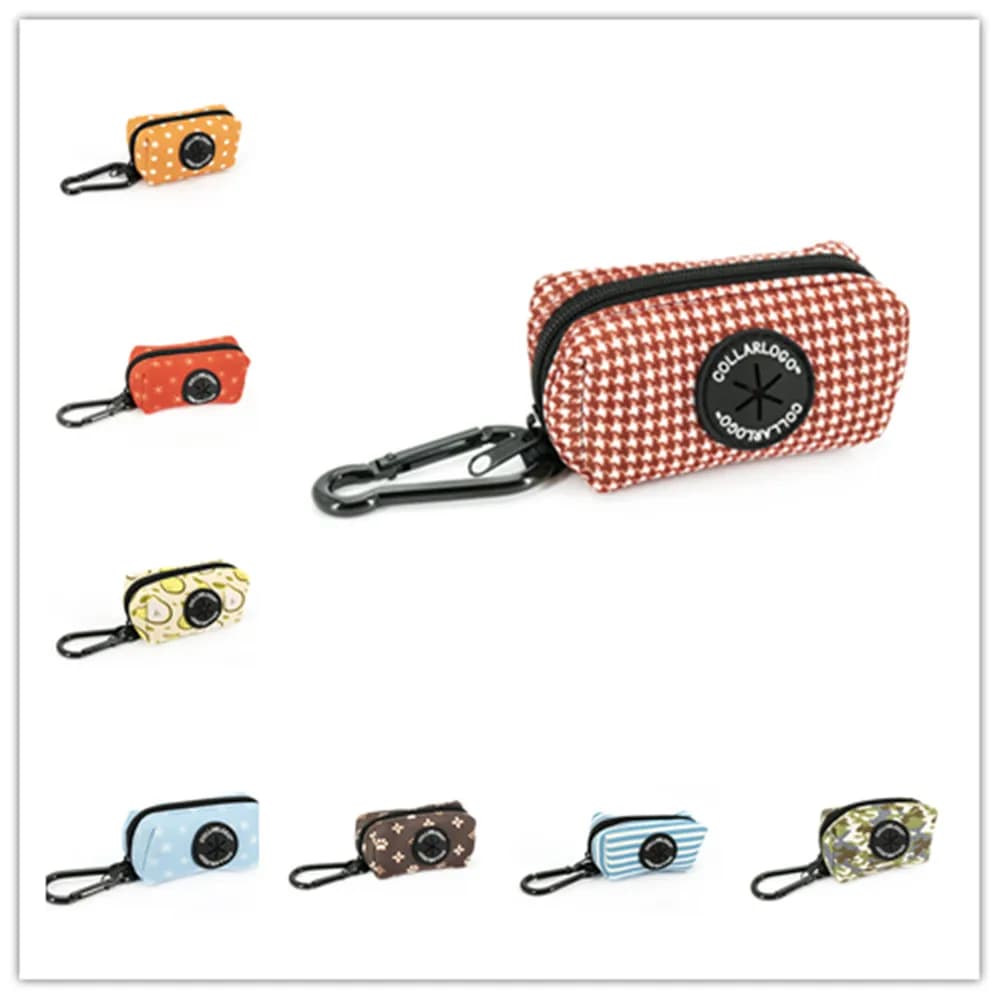 Collarlogo Neoprene Dog Poop Bag Holder guinzaglio attacco Protable Pet borsa per rifiuti Dispenser Snack Bag per escursioni all'aperto