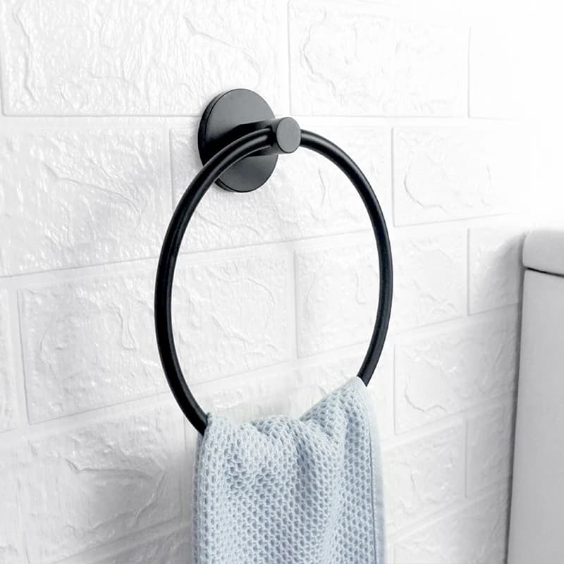 Set di Accessori Bagno Nero Opaco: Gancio Appendiabiti, Porta Asciugamani a Barra, Anello Porta Asciugamani, Porta Carta Igienica, Accessori per il Bagno