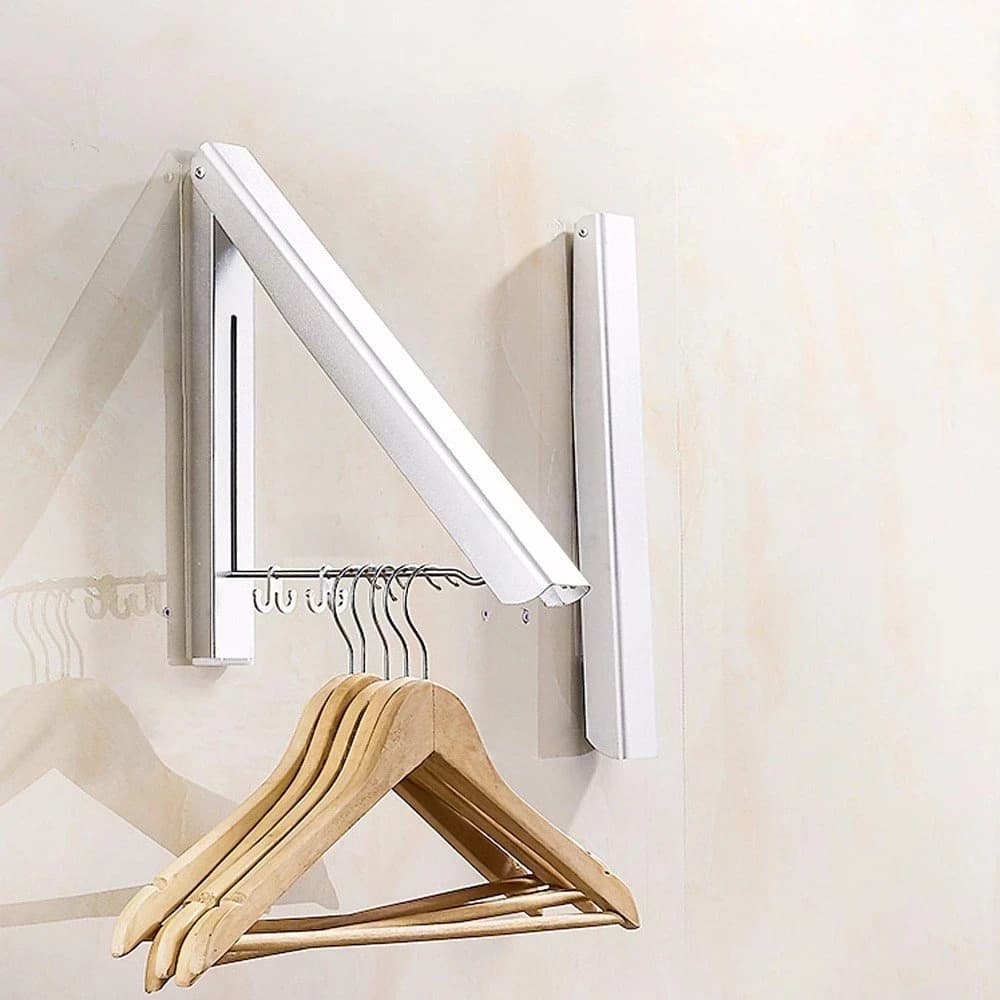 Foldable and removable wall hanger, space-saving clothes, locker, wall-mounted drying rack, washing line coat