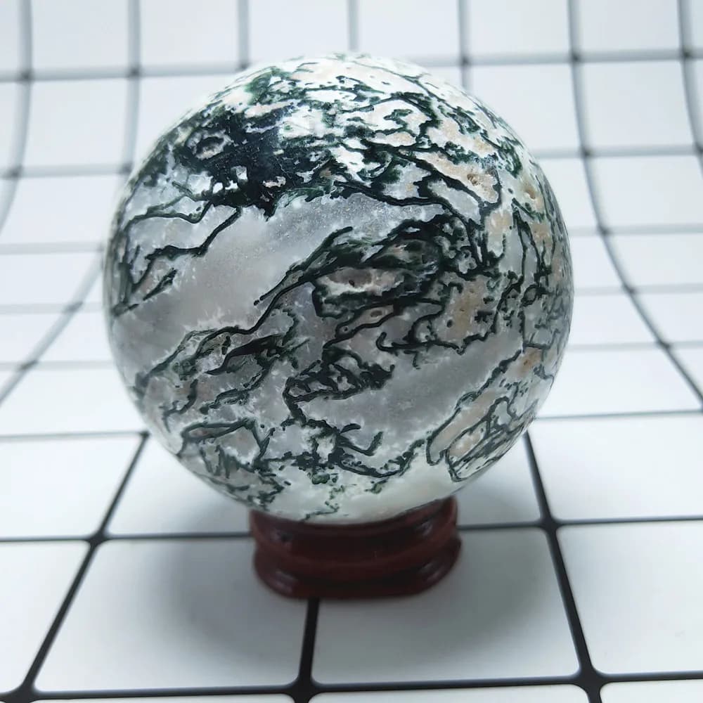 55-65 mm Agata muschio naturale Sfera di cristallo Erba dell'oceano Agata Quarzo Sfera di pietre preziose Guarigione Reiki 1 pz