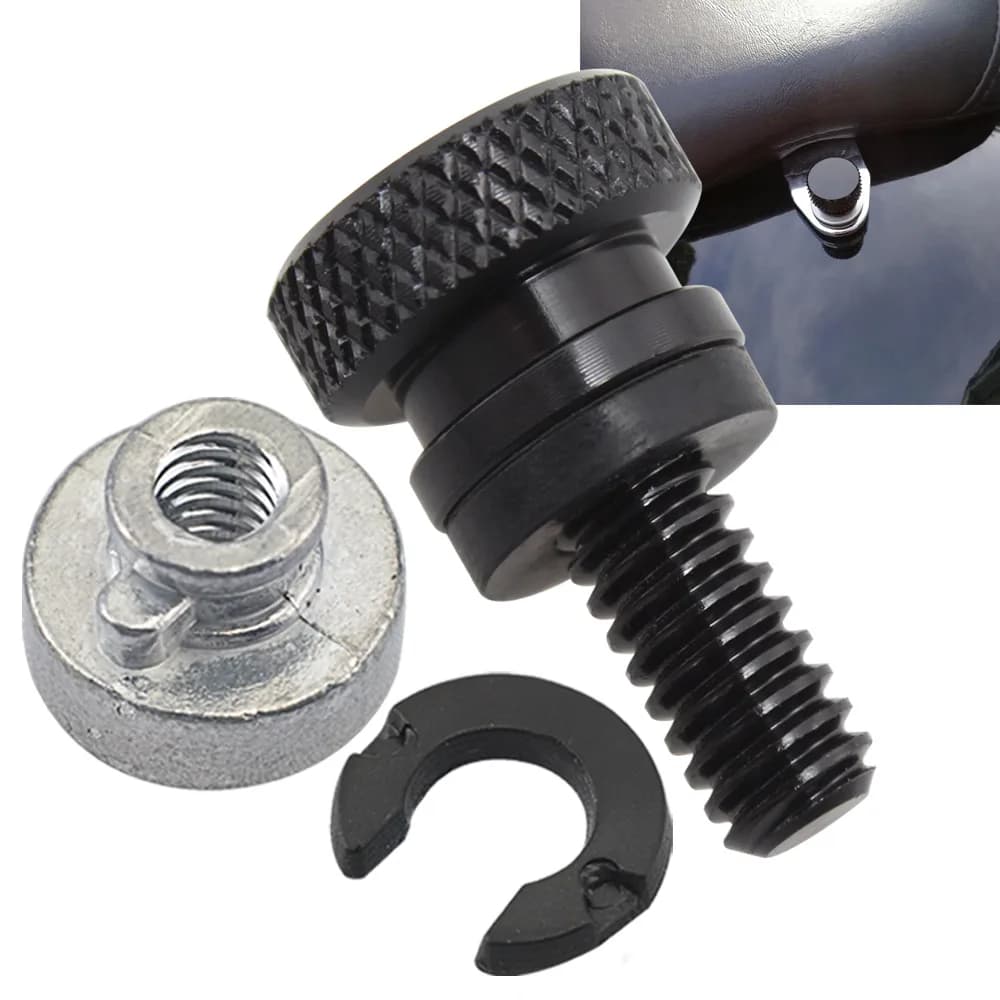 Moto Seat Mount Bolt Screw 1/4' 20 Thread Seat Bolt Saddle Screw Nut Mount Knob Cover for Harley Sportster Touring Street Glide