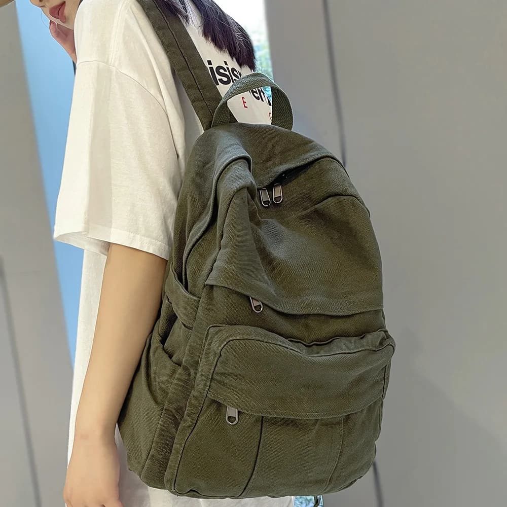 Borsa da scuola in tessuto per ragazza Zaino da donna vintage per studente universitario di nuova moda Borsa per laptop femminile in tela Zaino da donna Kawaii da viaggio
