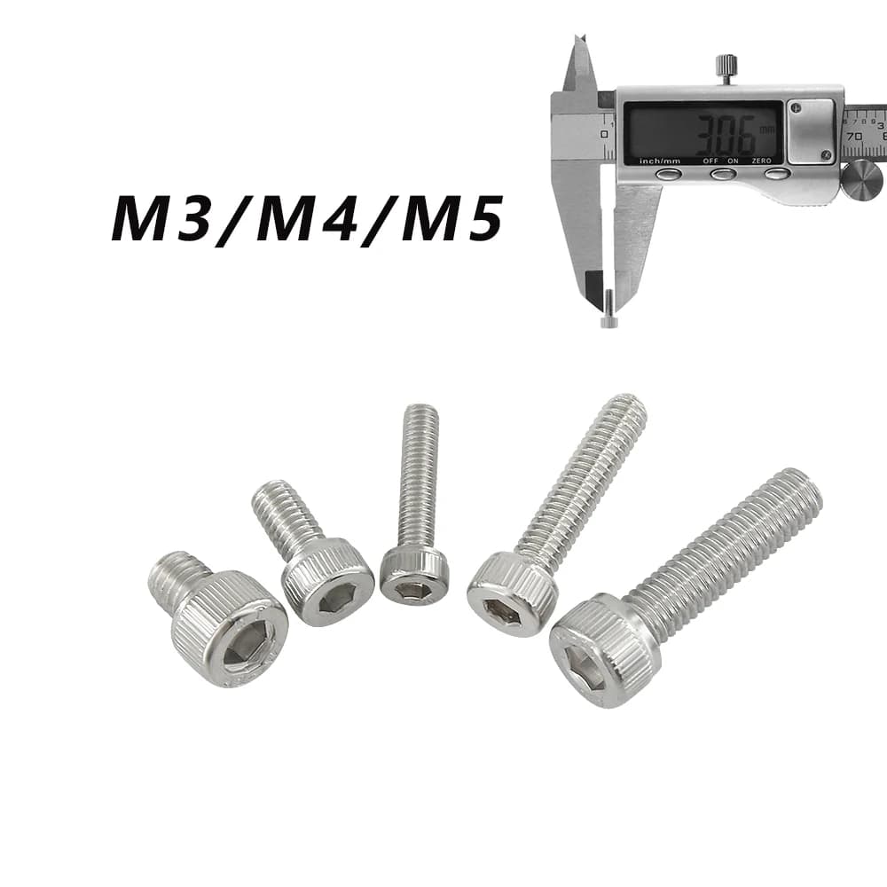 10PCS M3/M4/M5 DIN912 Stainless Steel 304 Screws Hexagon Head Hexagon Internal Hexagon Bolt Metric 3D Printer Parts