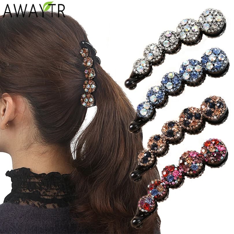 Decorazioni per Barrette di cristallo strass forcina per capelli Clip per capelli regalo per capelli artigli di Banana accessori per capelli per donna impugnatura per capelli copricapo lucido
