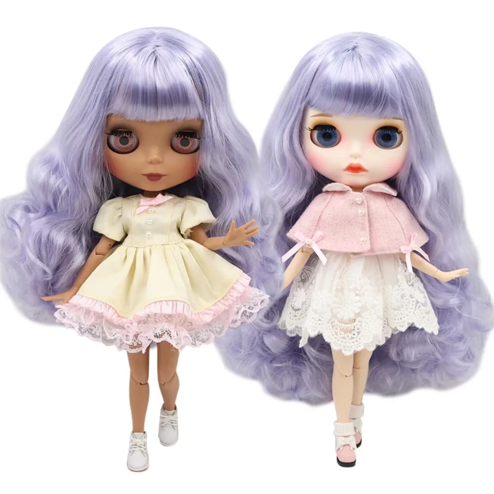 ICY DBS blythe doll capelli misti viola con pelle bianca/scura viso opaco personalizzato corpo articolato nudo BL6005/1049