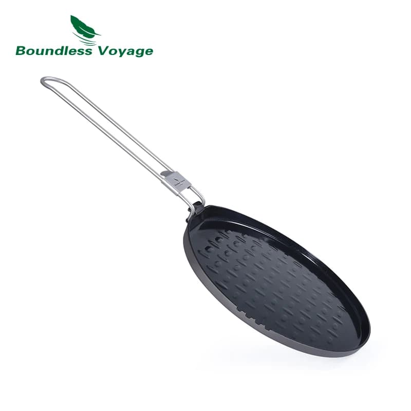 Titanium non-stick pan with folding handle outdoor camping Picnic hiking Barbecue Titanium pan Ti2064C