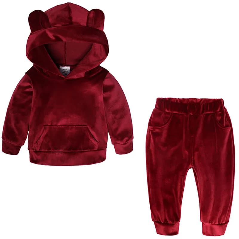 Set di vestiti con cappuccio in velluto per neonate e ragazze, giacca per bambini, cappotto, pantaloni, completo per tute sportive, tute, set di vestiti per bambini