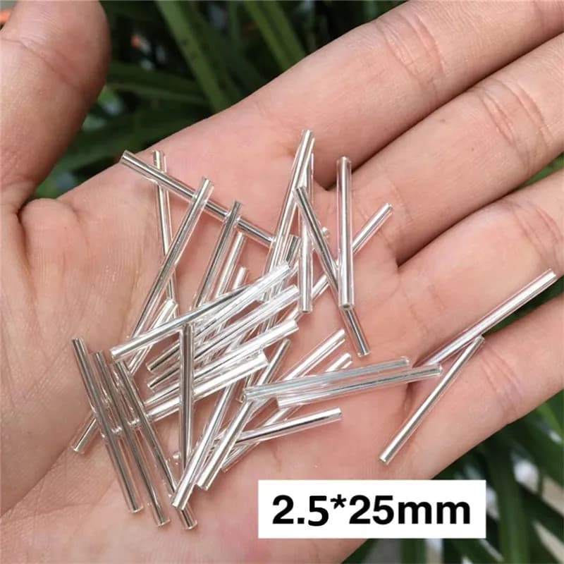 100 pz/borsa 2.5*25mm di grandi dimensioni nucleo d'argento ceco semi di vetro Bugle perline tubo per gioielli indumento braccialetto fai da te accessori artigianali