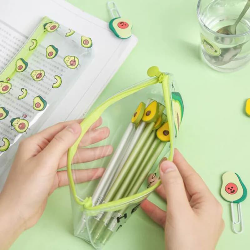1pc Cute Avocado astuccio trasparente per sabbie mobili Cartoon Hyuna astuccio trasparente Ins Fashion Trend Style Cosmetic Bag