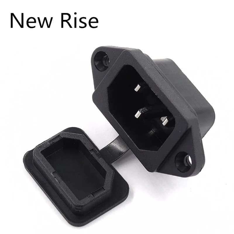 1PC Power Supply AC 250V 10A 3 Pin Spina Male Power Supply Panel Charging Grip AC-14 Connector With Waterproof Mat