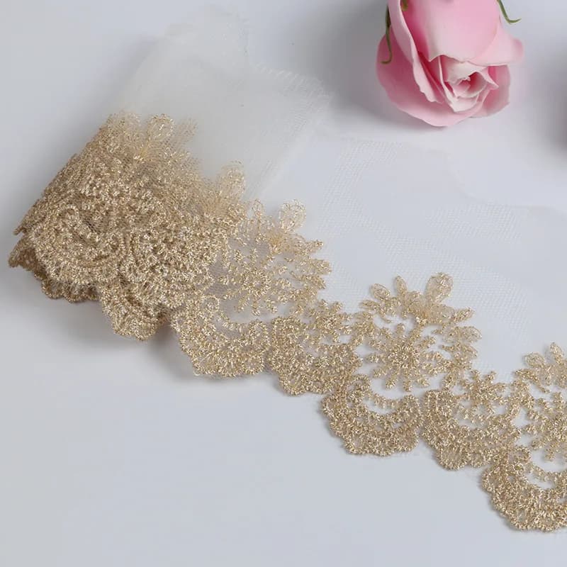 3 metri oro nuovo arrivo ricamo pizzo trim fai da te forniture per cucire gonna orlo decorazione accessori bambole 15 cm