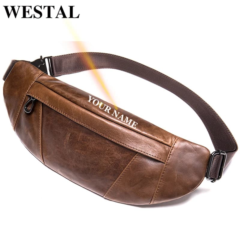 WESTAL cintura in pelle da uomo marsupi da uomo da uomo in vera pelle marsupio da uomo portasigarette marsupio da uomo marsupi 7435
