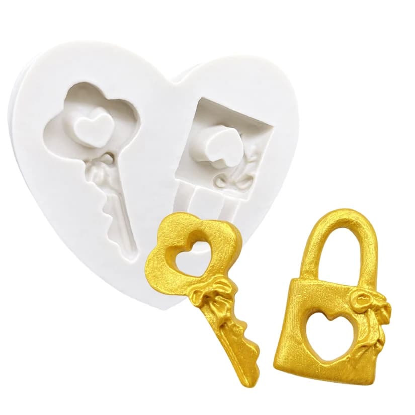 Love Key Lock Silicone Cake Baking Mold Sugarcraft Chocolate Cupcake Baking Mould Resin Tools Fondant Cake Decorating Tools
