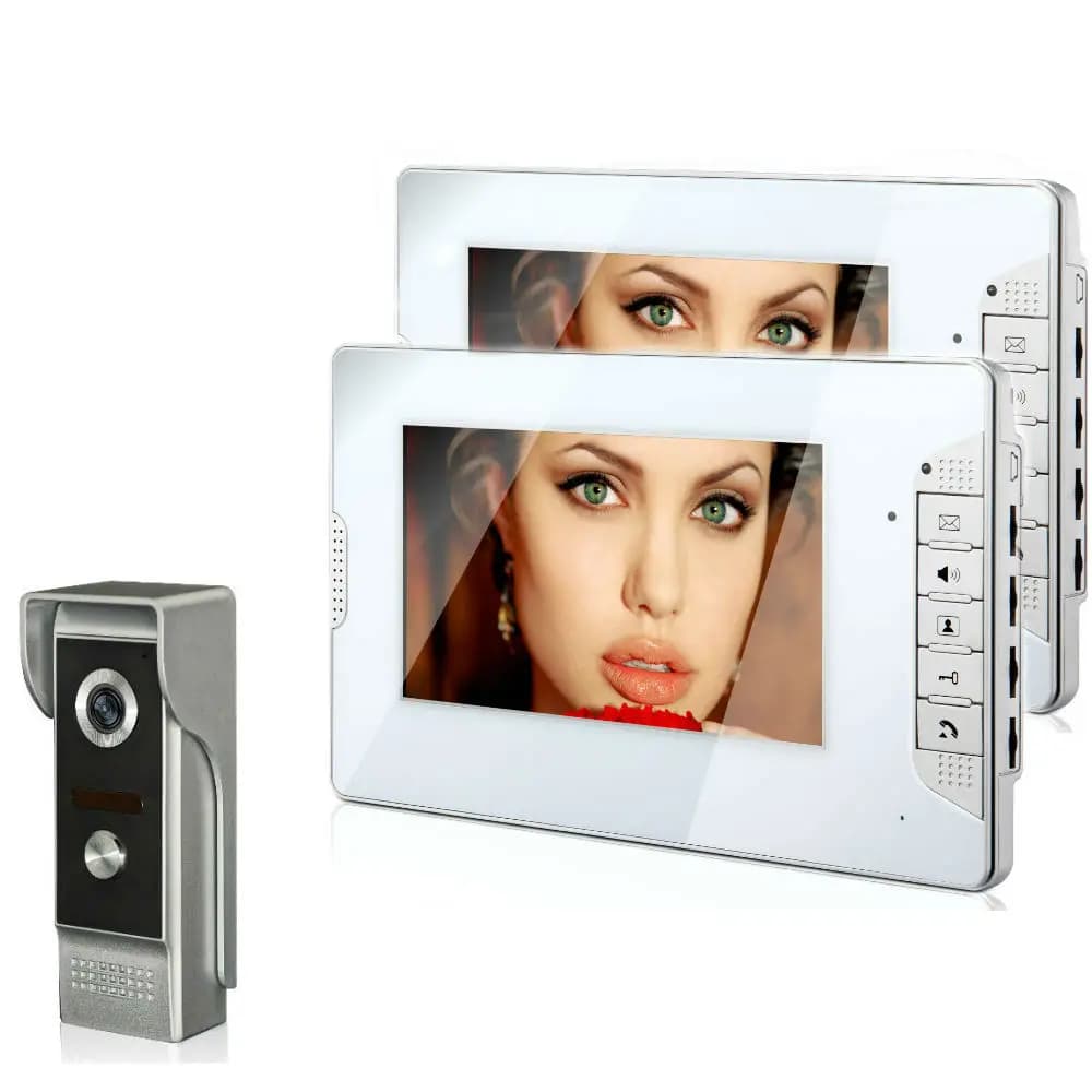 Videocitofono per appartamento Sistema citofonico Videocitofono Kit campanello Supporto 2 monitor 1 Pannello di chiamata esterno Opzione Supporto Rilascio porta