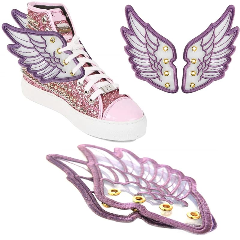 Cool Punk Shoes ali accessori viola trasparente trasparente ali d'angelo per pattini da ghiaccio scarpe Sneakers decorazioni per ali di scarpe fai-da-te