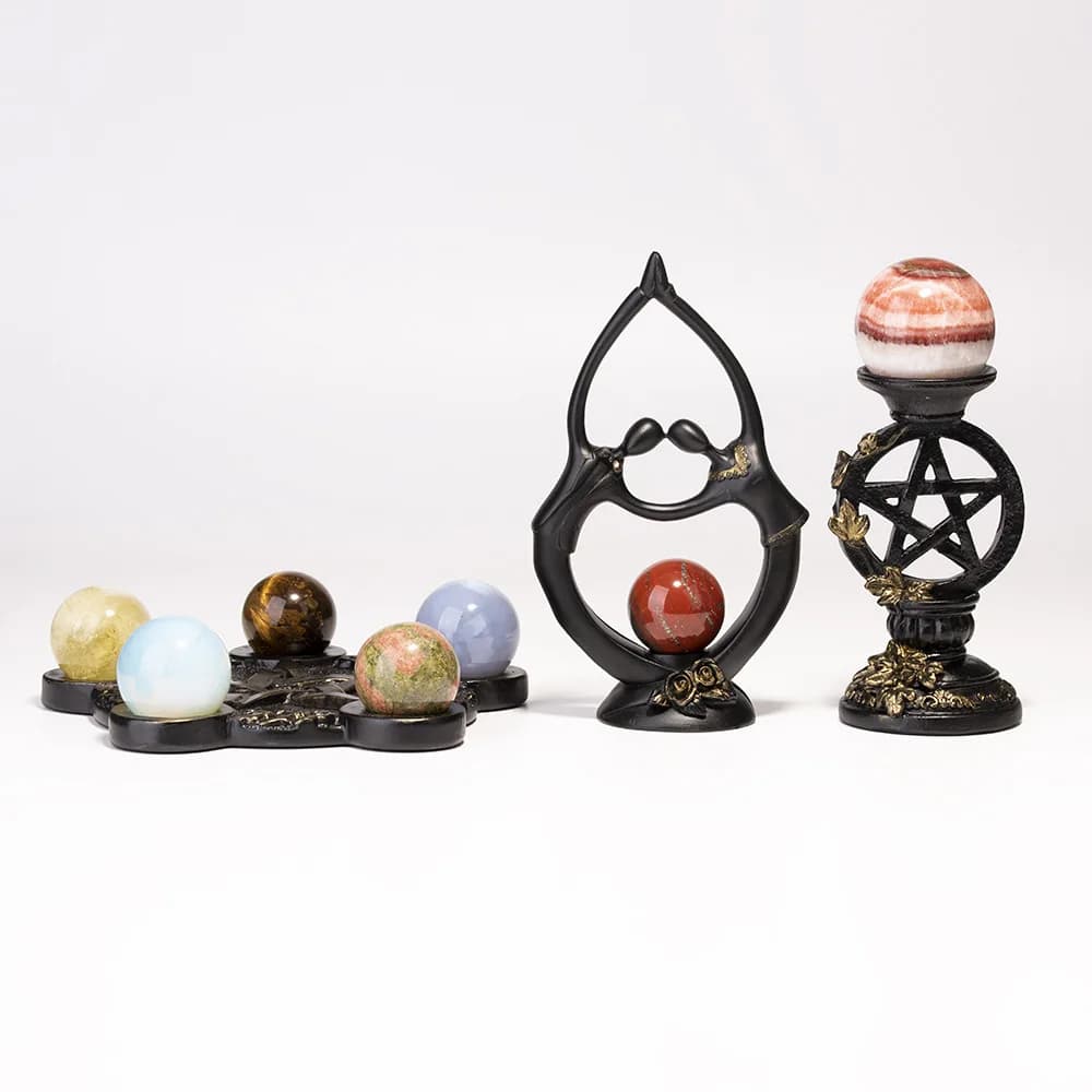 Coppia Amanti Espositore per sfere di cristallo Pentacolo 7 stelle Base array Porta palline di pietre preziose Ornamento per la decorazione della casa in resina