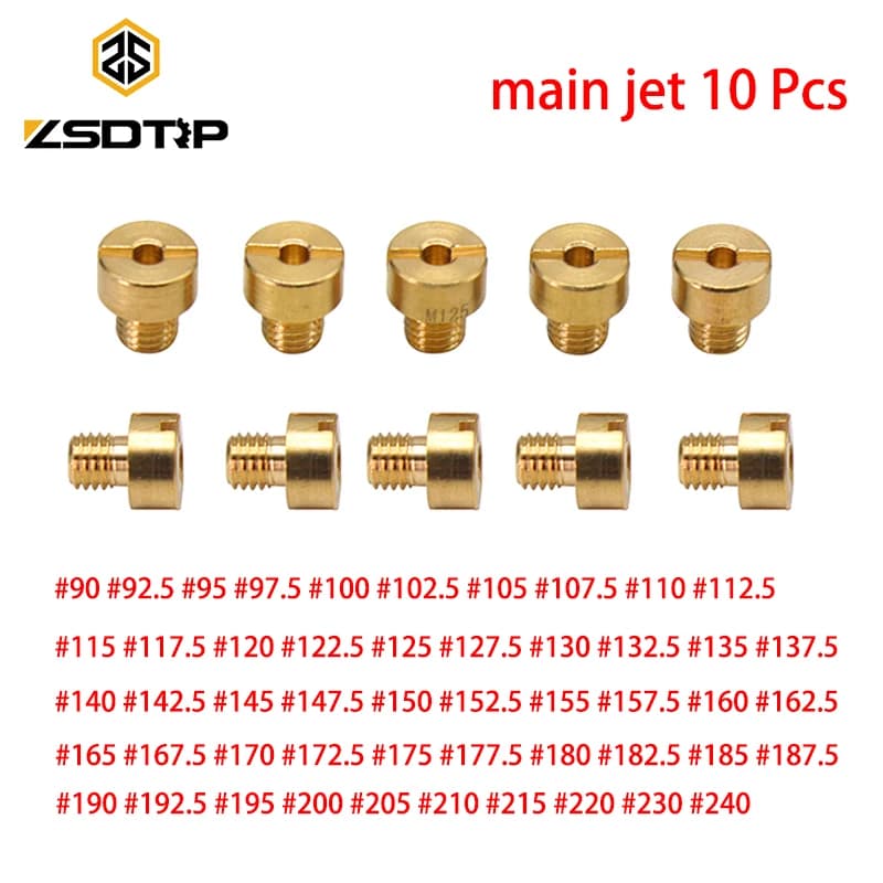 ZSDTRP 10Pcs/set Carburetor Main Jet Thread For HSR40 HSR42 TM36 VM16 VM29 Carburetor Injector Nozzle Size 90-240 Main Jet Kit