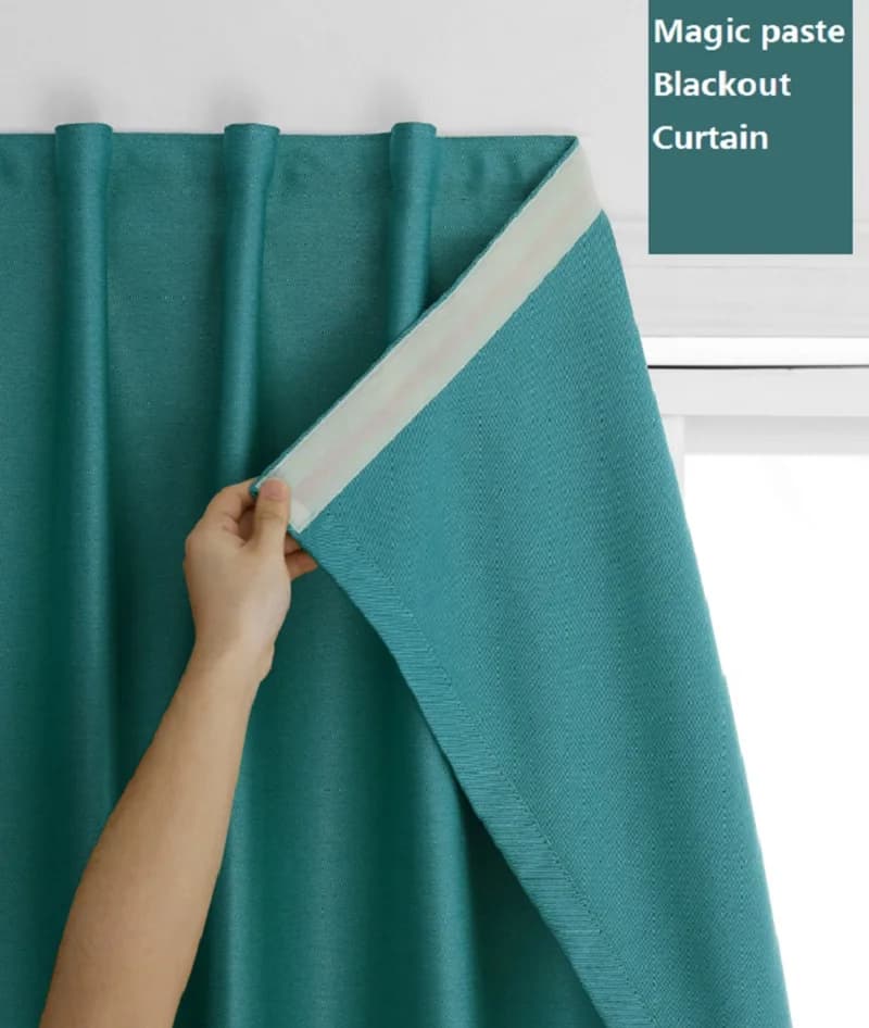Hands-free Magnetic Window Blackout Curtains Easy Install Door Cortinas 99% Shading Magic Paste Curtain Sunscreen Room Cortinas