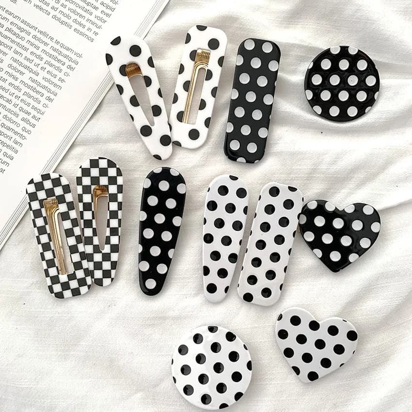 Chic style retro French hairpin wild polka dot acrilico bangs clip clip laterale capelli copricapo coreano