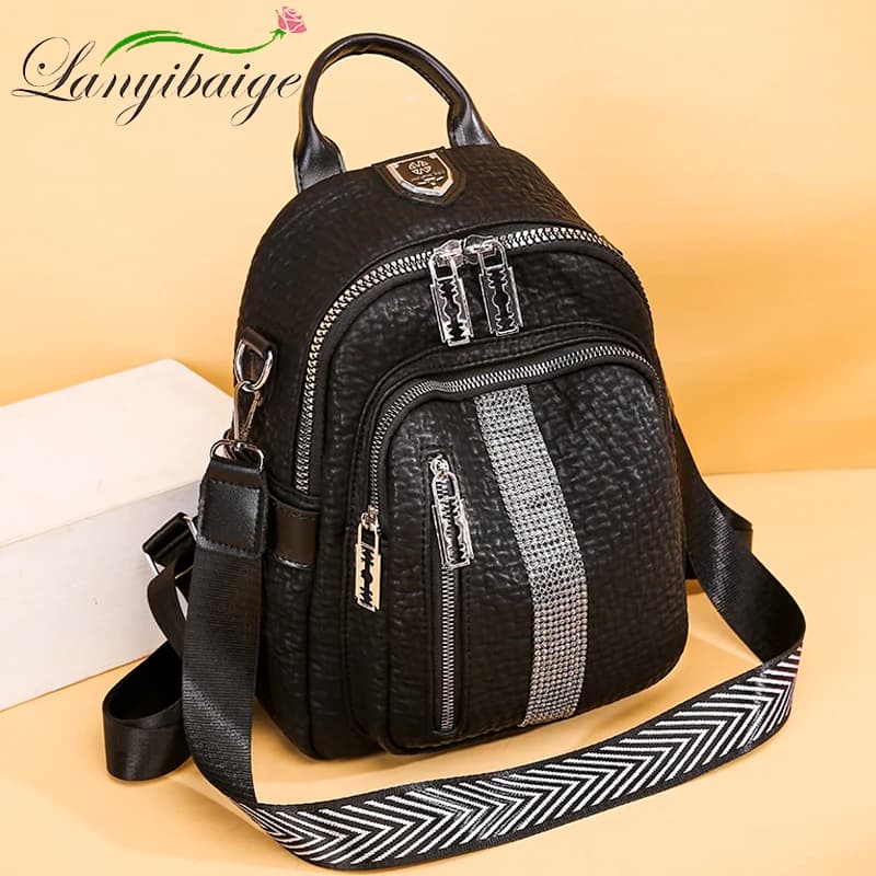 LANYIBAIGE Tasche Donne di Grande Capacità Zaino di Alta Qualità di Cuoio DELL'UNITÀ di elaborazione Dell'annata Zaini Scuola Femminile Borse A Spalla Per Le Ragazze