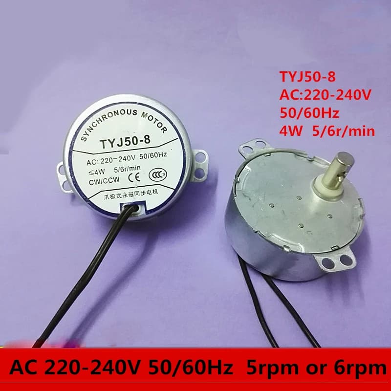 TYJ50-8 Motore sincrono 4W AC 220V~240V 50Hz/60Hz CW/CCW Forno a microonde Vassoio Motore Motore elettrico Ventola